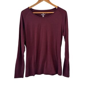 Segments Tee Womens XL Merino Wool Base Layer Long Sleeve Crew Burgundy Flaw